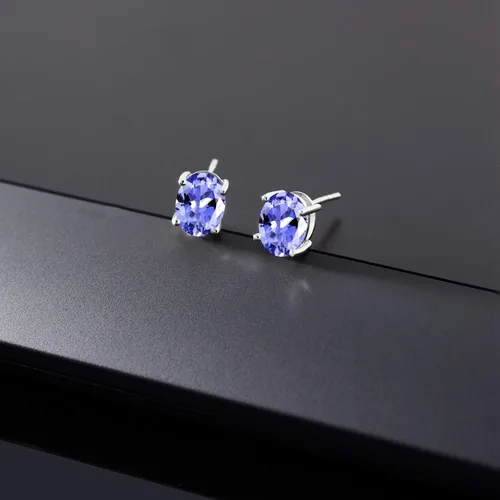 Vista 152 de Gem Stone King Aretes de oro de 14 quilates con piedra natal ovalada de 0.315 x 0.236 in Aretes de oro para mujer