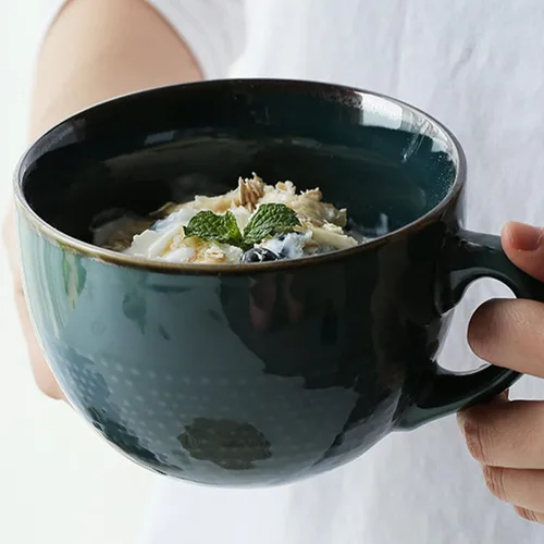 Vista 12 de Disoza Taza de Café Grande Violeta de 24 Onzas Taza de Sopa de Gran Tamaño Porcelana 700 ML Taza de Té XXL Cuencos de Cereales Taza de Sopa Ramen
