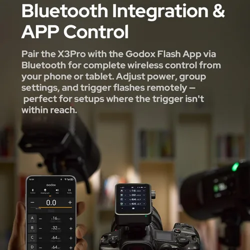 Vista 6 de Godox X3 Pro C X3Pro C Pantalla táctil TTL Flash Trigger para Canon, 2.4G inalámbrico, pantalla LCD de 2.4 pulgadas, integración Bluetooth y control
