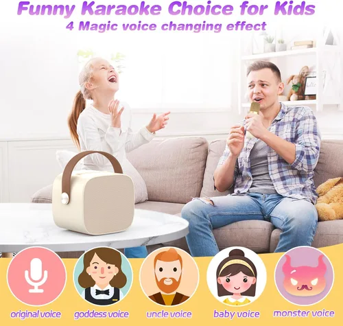 Vista 3 de Mini máquina de karaoke, juguetes divertidos, regalos de cumpleaños de Navidad para niños de 4 a 12 años, niñas, niños, adultos, juguetes