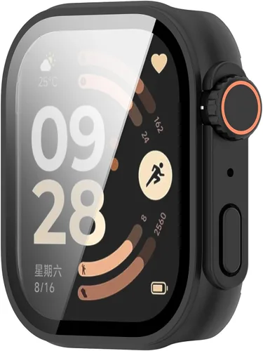 Vista 3 de FitTurn Funda protectora de pantalla compatible con Redmi Watch 6 Watch con funda de vidrio templado HD, marco de color [cobertura completa 3D]