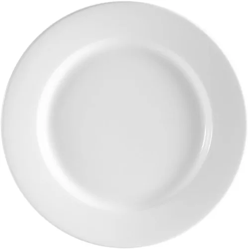 Vista 2 de CAC China REC-5 - Plato redondo de cerámica de 5-1/2 pulgadas, con borde enrollado, color blanco americano, caja de 36 Blanco americano