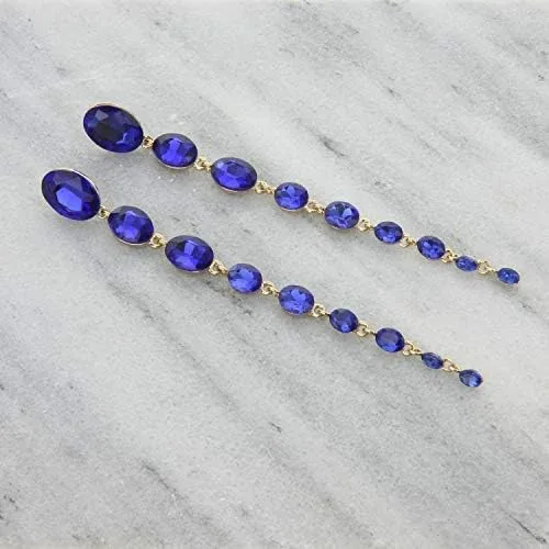 Vista 2 de Pendientes largos con diamantes de imitación ovalados con forma de diamante
