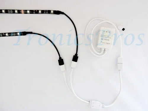 Vista 4 de Cable divisor de tira LED RGB de 4 pines, 2 vías, 1 a 2, conector divisor SMD 5050 3528 2835 RGB LED cinta divisora - 12 pulgadas, blanco, 1 unidad