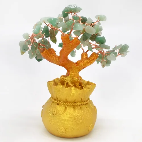 Vista 3 de Árbol de gemas de cuarzo rosa natural, árbol de cristal de energía positiva, estatua de Feng Shui, bolsa del tesoro, árbol de chakras manual