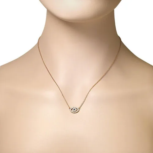 Vista 12 de Collar con colgante CZ mal de ojo azul blanco de plata de ley 925