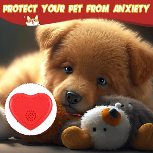 Vista 6 de Wettarn 4 piezas de repuesto de latidos cardíacos para cachorros, simulador de latidos cardíacos para perros mascotas, juguetes de simulador rojo