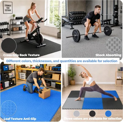Vista 7 de HulkFit Tapete de ejercicio de rompecabezas, espuma EVA entrelazada de 1/2 pulgada para gimnasio en casa, garaje, apartamentos, azulejos que