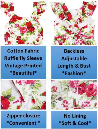 Vista 189 de Vestido de verano para niña, de algodón, con diseño floral