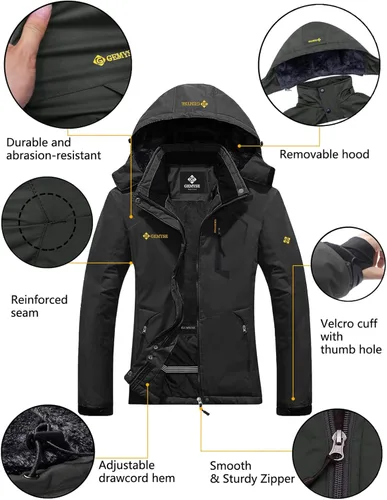 Vista 6 de GEMYSE - Chaqueta de esquí y nieve para mujer, diseño impermeable y resistente al viento, para invierno