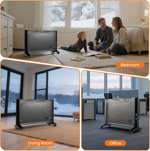 Vista 7 de Calentador de espacio para uso en interiores, habitación grande, calentador eléctrico infrarrojo de 1500 W para dormitorio, oficina, protección