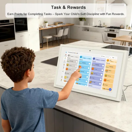 Vista 4 de Calendario digital con pantalla táctil WiFi de 10,1 pulgadas Blanco