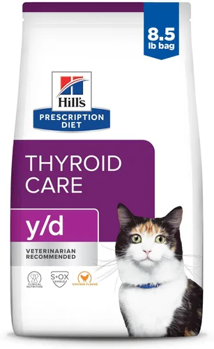 Vista 14 de Hill's Prescription Diet y/d Thyroid Care Alimento seco para gatos # 1 recomendado por veterinarios, receta de pollo, 4 libras. Bolsa