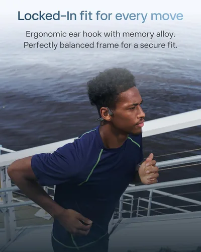 Vista 5 de SHOKZ OpenRun Air 2 Mini Bone Conduction Auriculares Bluetooth de oreja Negro