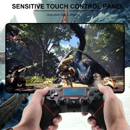Vista 4 de Etpark Controlador inalámbrico PS4, Gamepad profesional para PS4, panel táctil con doble vibración, forma instantánea oportuna de compartir joystick