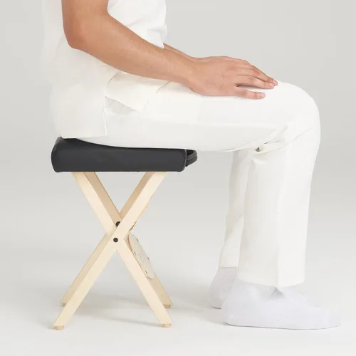 Vista 6 de Master Massage Tables - Taburete de masaje plegable de madera ligero, color negro