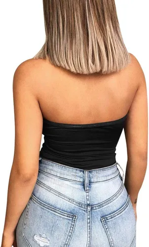 Vista 2 de YMDUCH Women's Sexy Strapless Bodysuit One Piece Triangle Off Shoulder Leotard