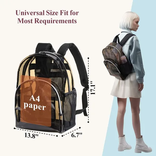 Vista 7 de PACKISM Mochila transparente resistente, para estudiantes, escuela