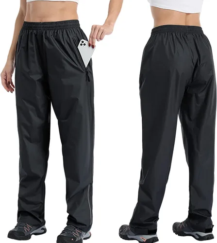 Vista 4 de Pantalones de lluvia para mujer, impermeables, ligeros, resistentes al viento, para golf, pesca, senderismo