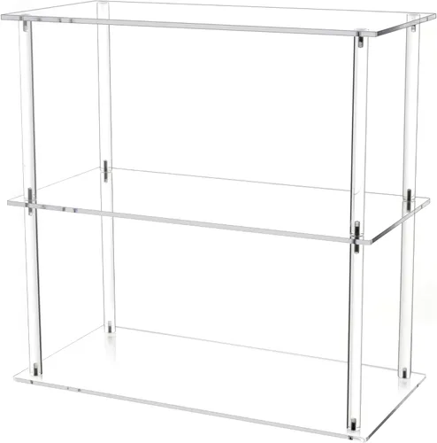 Vista 7 de Jusalpha Soporte rectangular de acrílico transparente de 3 niveles, estantes de organización de maquillaje cosmético, soporte de exhibición