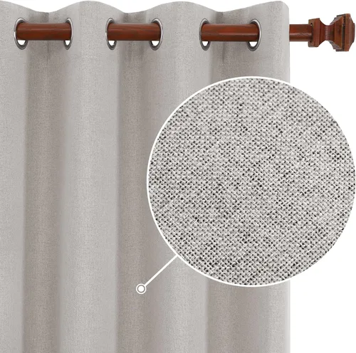 Vista 11 de Deconovo - Cortinas opacas 100% ligeras de lino sintético para dormitorio, cortinas térmicas aisladas para reducir el ruido para comedor, sala