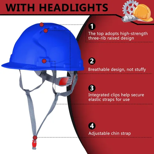 Vista 3 de Leumoi Paquete de 20 cascos de seguridad de suspensión de 4 puntos, cascos de seguridad de ABS con trinquete, cascos de construcción ajustables