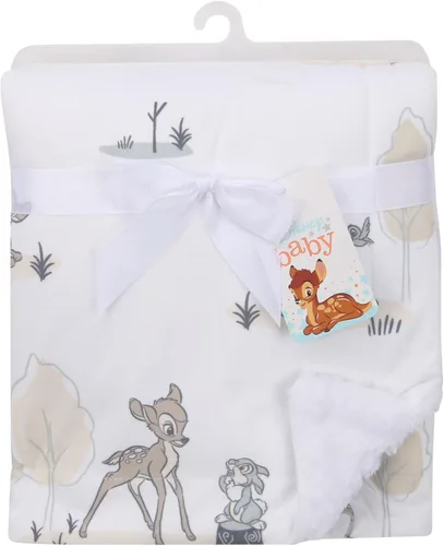 Vista 4 de Lambs & Ivy Disney Baby Bambi & Thumper White Minky/Fleece Deer - Manta para bebé