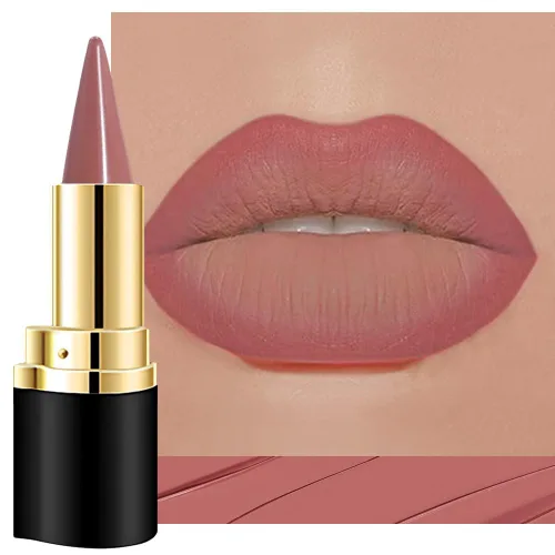 Vista 57 de evpct Combo de delineador de labios metálico rosa brillante y lápiz labial, lápiz labial con punta de cono para mujer, de larga duración