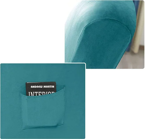 Vista 4 de IMYOGI Fundas para sofá de alta elasticidad, funda de terciopelo de felpa para silla reclinable, funda de sofá de alta elasticidad, funda de Azul