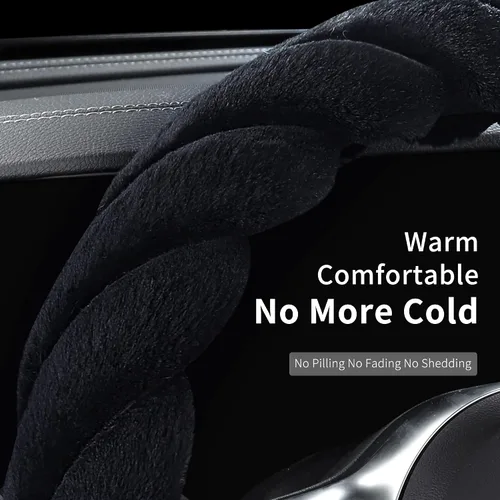 Vista 4 de HighnessHwoo Funda para volante de coche de felpa suave y lujosa de invierno para mujeres, accesorios automotrices cálidos y lindos para vehículos