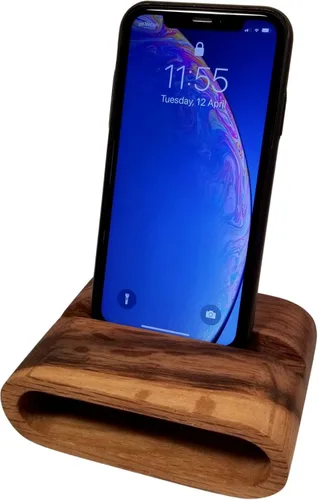 Vista 3 de Soporte para teléfono familiar de roble (tamaño grande, hecho para fundas de más de 1/2 pulgadas)