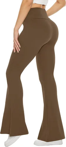 Vista 160 de TNNZEET Leggings acampanados negros para mujer, pantalones de yoga cruzados con bolsillos, corte de bota, leggings acampanados