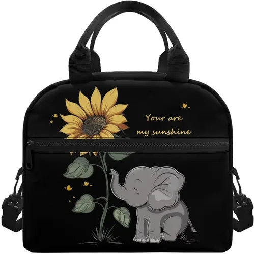 Vista 8 de Showudesigns Bolsas de almuerzo de flores de mariposa para mujer, lonchera aislada, bolsa de almuerzo reutilizable con correa ajustable