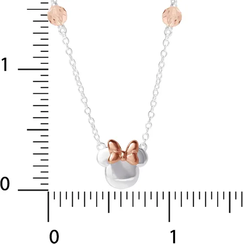Vista 4 de Disney Minnie Mouse Sterling Silver Crystal Pendant Necklace, 18" Chain, Officially Licensed