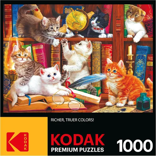 Vista 4 de RoseArt - Kodak Premium - Library Mischief - Rompecabezas de 1000 piezas para adultos