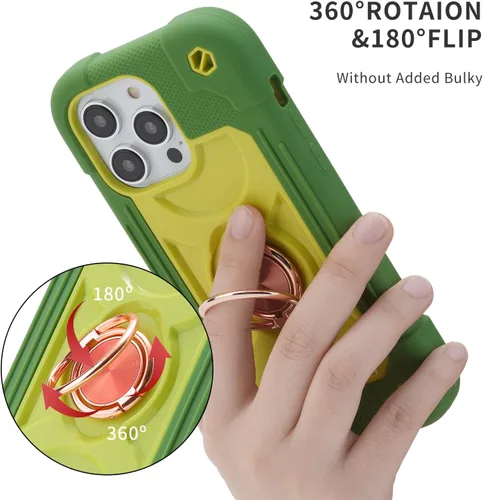 Vista 5 de MARKILL Funda compatible con iPhone 14 Pro de 6.1 pulgadas con soporte de anillo integrado, protección contra caídas de grado militar, carcasa