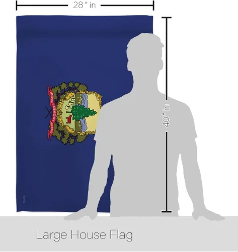 Vista 2 de HS191546-P3 Vermont Americana States Decorative Vertical, House Flag Set 28"x 40" w/Flagpole, Multi