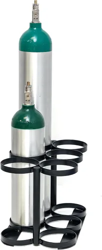 Vista 7 de AireMed Soporte para tanque de oxígeno – Capacidad para (6) tanques de tamaño E, D o M9/C – Estante de cilindro de oxígeno resistente