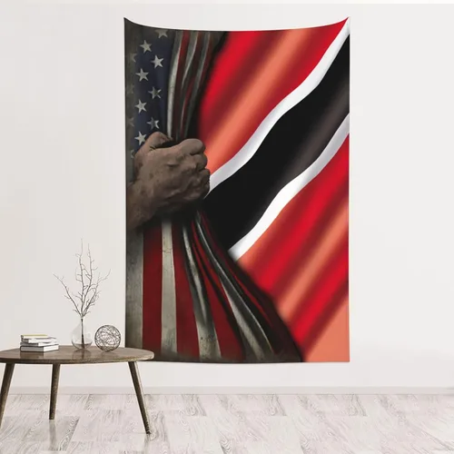 Vista 13 de Tapiz de mitad de bandera estadounidense y mitad de bandera de Nicaragua, 60 x 40 pulgadas, divertido tapiz estético, arte de pared para dormitorio
