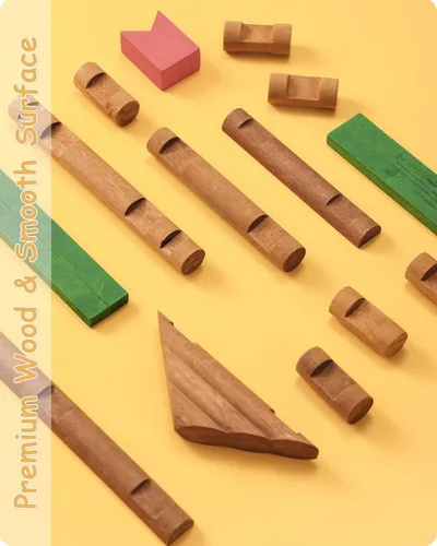 Vista 3 de SainSmart Jr. Juego de 300 piezas de cabaña de troncos de madera, juguete de construcción de casa para niños pequeños, kit de construcción clásico