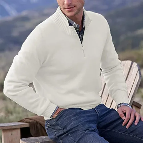 Vista 16 de Mens Polo Shirts Quarter Zip Long Sleeve Classic Casual Pullover Stand Collar Shirts