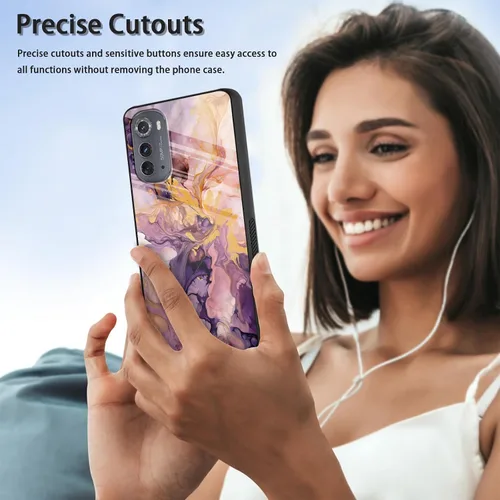 Vista 156 de Funda para Motorola Moto Edge 2022, cubierta trasera de vidrio templado con protector de pantalla, funda protectora a prueba de golpes para Motorola