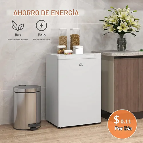 Vista 6 de HOMCOM - Congelador mini de mostrador de 3 pies cúbicos, congelador compacto vertical con estantes removibles, puerta reversible para el hogar Blanco