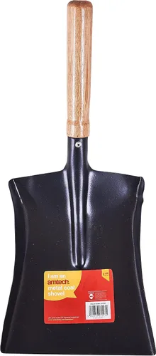 Vista 2 de Amtech U1310 - Pala de mano de metal con mango de madera para recoger carbón y cenizas