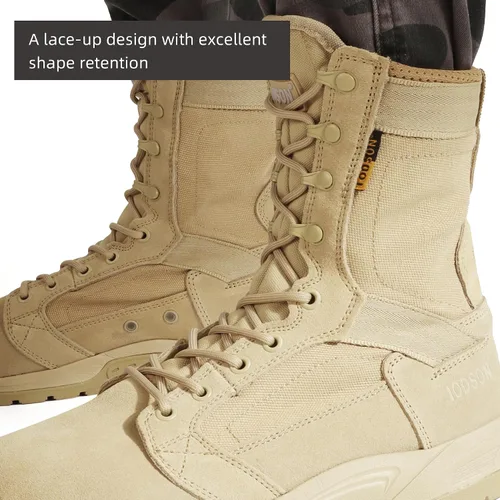Vista 5 de Botas tácticas militares de 8 pulgadas para hombre, botas de trabajo de combate ligeras