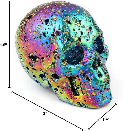 Vista 8 de Skullis Calavera de cristal de piedra de lava caliente de 2.0 pulgadas, escultura de arte fino de piedra preciosa tallada a mano, estatua de piedra