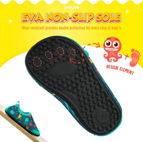 Vista 5 de Zapatos de agua o natación estilo calcetín para niños, unisex, antideslizantes, para la playa o piscina, color aguamarina