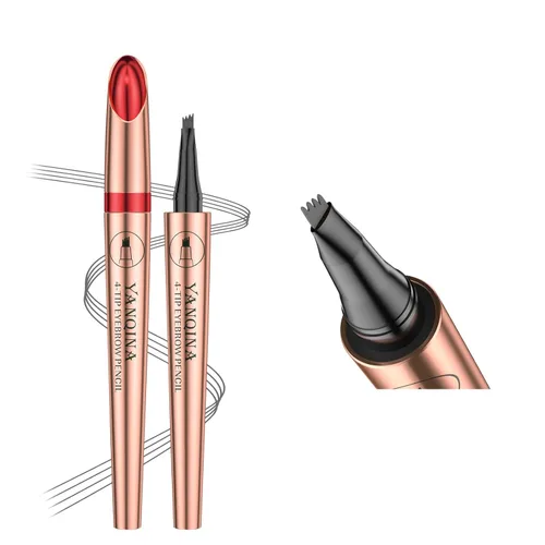 Vista 11 de Lápiz de cejas negro Liquid Microblading. Resistente al agua, de larga duración, natural, pluma de cejas con punta de horquilla de 4 puntos