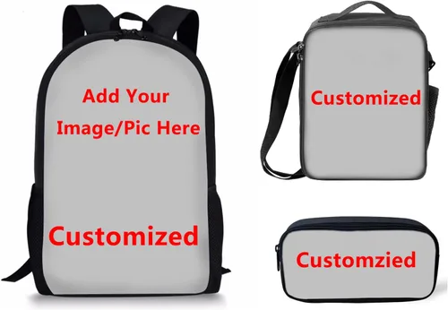 Vista 121 de HUGS IDEA Juego de 3 bolsas escolares con aislamiento térmico para el almuerzo, estuche para lápices