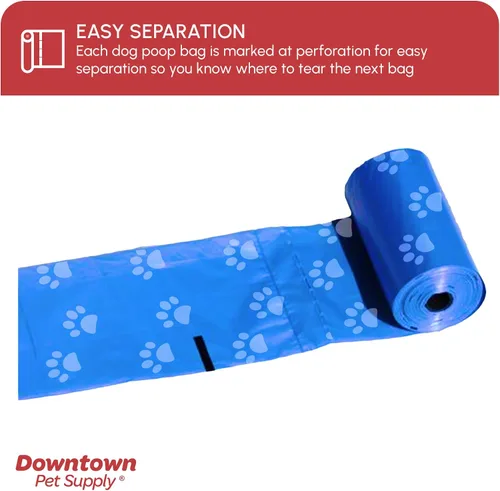 Vista 5 de Downtown Pet Supply Bolsas para excrementos con estampado de huellas de arcoíris (520 CT y 2 dispensadores), a prueba de fugas, sin perfume, se